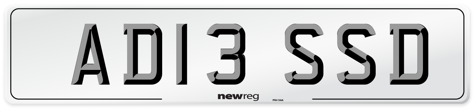 AD13 SSD Number Plate from New Reg
